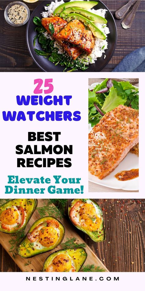 Best Weight Watchers Salmon Recipes. Easy and delicious lunches and dinners perfect for a healthy lifestyle. Healthy Dinner Recipes For Two Salmon, Salmon Weight Watchers Recipes, Low Fat Salmon Recipes Healthy, Ww Salmon Recipes, Weight Watchers Fish Recipes, Weight Watchers Salmon Recipes, Can Salmon Recipes Easy, Weight Watchers Salmon, Sesame Sauce Recipe