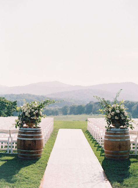 Farm Wedding Ceremony, Wedding Themes Outdoor, Wine Barrel Wedding, Barrel Wedding, Wedding Ceremony Ideas, Wedding Aisle, Outdoor Wedding Ceremony, Wine Barrel, Winery Weddings