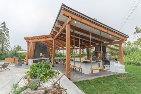 Grid Inspiration, Outdoor Pavillion, Covered Outdoor Kitchens, Outdoor Covered Patio, Landscaping Backyard, Outdoor Lounge Area, Outdoor Kitchen Bars, Outdoor Pavilion, Backyard Gazebo