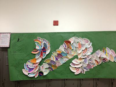 Awesome Dragon Collaborative + Pattern + Chinese New Year Lesson Dragon Mural, Dragon Project, Group Art Projects, Dragon Chinese, Chinese New Year Crafts, 2nd Grade Art, 3rd Grade Art, Group Art, Elementary Art Projects