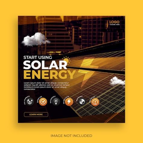 Solar panel service provider social medi... | Premium Psd #Freepik #psd #solar #solar-energy #paneles-solares #solar-panel Solar Energy Advertising, Solar Panel Ads, Solar Advertisement, Energy Graphic Design, Solar Energy Design, Solar Panels Design, Business And Advertising, Social Medi, Free Psd Files