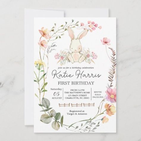 $2.82 | Bunny Birthday Invitation, Some bunny is one - wildflower invite, wildflower birthday, bunny invitation, rabbit invitation, some bunny is one, easter invitation, wildflower invitation, boho bunny birthday, bunny birthday Rabbit Invitation, Boho Bunny, Wildflower Birthday, Birthday Bunny, Wildflower Invitation, Some Bunny Is One, Bunny Invitations, Paper Bunny, Easter Invitations