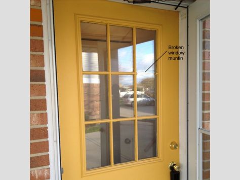 Follow this step by step tutorial and learn how to easily replace a broken window frame in your exterior steel door. Front Door Glass Panel, Sliding Glass Door Blinds, Replace Exterior Door, Door Picture Frame, Patio Screen Door, Future Furniture, Wooden Door Entrance, Steel Doors Exterior, Glass Doors Patio