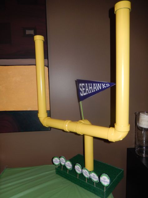 DIY - Football Field Goal Posts - PVC pipe Field Goal Post, Diy Football Party, Ole Miss Tailgating, Football Foods, Football Room, Football Diy, Football Rooms, Church Youth Group, Football Parties