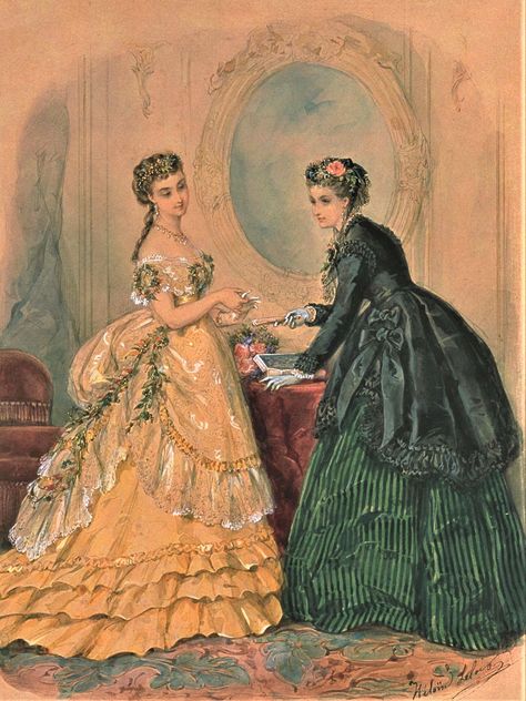 1869 Fashion Plate, 1872 Fashion, 1863 Fashion, Victorian Evening Gown, 1869 Fashion, 1880 Dress, 1860s Fashion, Victorian Era Fashion, Ancient Dress