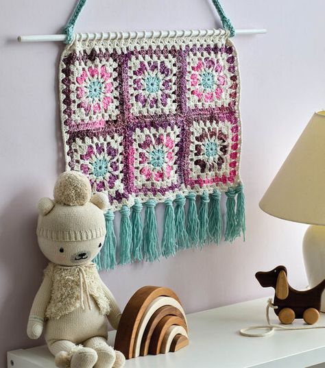 Crochet Granny Square Wall Hanging, Granny Square Wall Hanging, Crochet Wall Art, Crochet Wall Hangings, Square Wall Art, Joanns Fabric And Crafts, Crochet Granny, Crafts To Do, Craft Stores