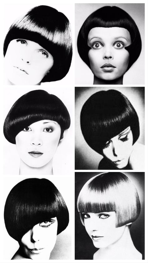 Vidal Sassoon Haircut Bob, 70s Short Hairstyles, 1960 Makeup, Sassoon Haircut, Vidal Sassoon Haircut, Assymetrical Hair, Color Block Hair, High Fashion Hair, Vidal Sassoon