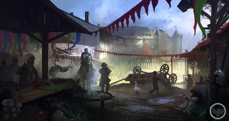 Medieval Market by SergeyZabelin.deviantart.com on @DeviantArt Port Nyanzaru Art, Port Nyanzaru, Market Concept Art, Desert Planet, Fantasy Architecture, Medieval Market, Gothic Metal, Concept Art Character, D&d Dungeons And Dragons