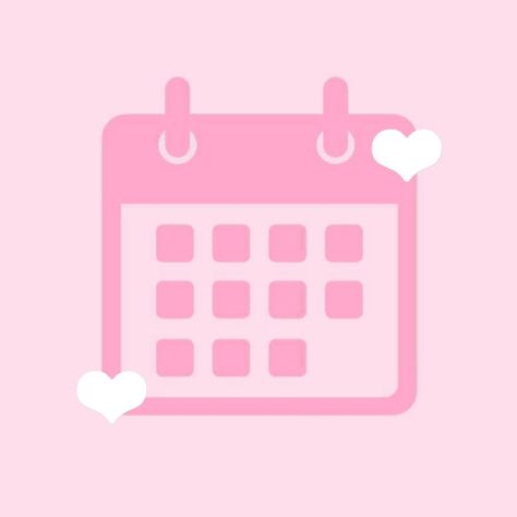 Phone Themes Pink, Pink Phone Theme, Calendar Logo, Heart Kawaii, Pink Calendar, Pastel Pink Icons:), Heart App, Kawaii App, App Store Icon