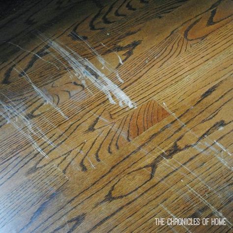 The Chronicles of Home: Easy Fix for Scratched Hardwood Floors Fix Scratched Wood, Hardwood Floor Scratches, Scratched Wood Floors, Wood Floor Repair, House Staging, Scratched Wood, Floor Restoration, Wood Furniture Plans, Household Help