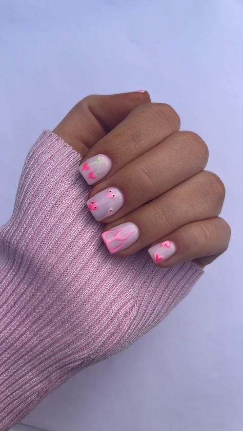 A funky valentines set 🕺🏻💕 #biab #biabnails #buildergellondon #nailart #biablondon #nailitdaily #nails #naturalnails #manicure… | Instagram Cute Funky Nails Square, Square Biab Nails, Sqaure Nails, Cute Funky Nails, Biab Nails, January 11, Cute Nail Art, Cute Nail Designs, Short Nails