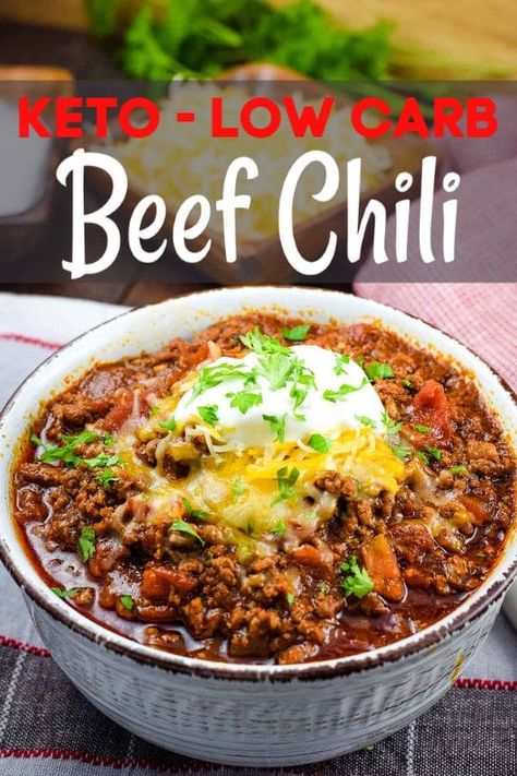 Keto Low Carb Beef Chili - Instant Pot or Crock Pot Recipe - Soulfully Made Comidas Keto, Low Carb Chili, Bean Chili, Keto Soup, Low Carb Diets, Crockpot Chili, Recetas Keto, Beef Chili, Low Carb Diet Recipes