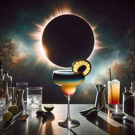 Solar Eclipse Margarita, Visually stunning cocktail with a citrusy base and eclipse effect Eclipse Margarita, Eclipse Party, Traditional Margarita, Silver Tequila, Agave Syrup, Cocktail Menu, Total Eclipse, Easy Cocktails, Margarita Recipes