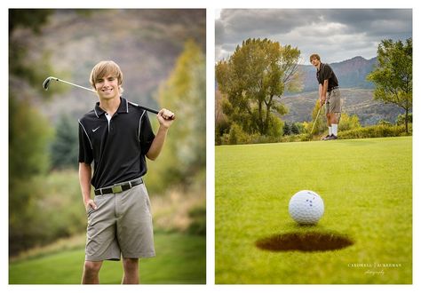 Senior Picture Ideas Golf, Golf Picture Ideas, Golf Portraits, Golf Senior Pictures, Unique Senior Picture Ideas, Sports Team Photography, Golf Photos, Boys Photography, Senior Photos Boys