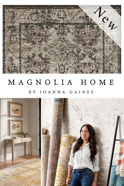 Magnolia Rugs Joanna Gaines, Rugs In Dining Room Ideas, Farmhouse Rugs Dining, Joanna Gaines Dining Room Ideas, Magnolia Area Rugs, Joanna Gaines Dining Room, Kitchen Area Rugs Ideas, Farmhouse Rugs Living Room, Farmhouse Dining Room Rug