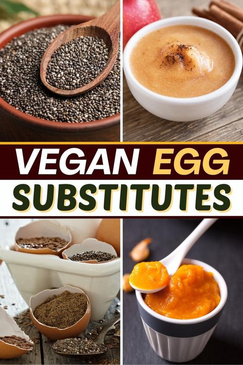 From bananas and pumpkin to chia seeds and aquafaba, there are quite a few vegan egg substitutes. And each alternative works well in a pinch. Substitute For Eggs, Egg Substitutes, Egg Substitute In Baking, Sweet Potato Chocolate, Vegan Egg Replacement, Vegan Egg Substitute, Vegan Waffles, Vegan Egg, Vegan Substitutes