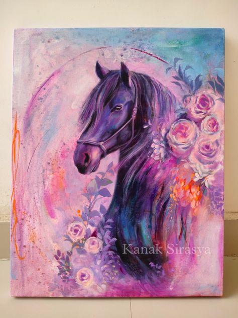 Mixed media & Oil on canvas painting Available for sale | home decor | fine art Animal Acrylic Painting, Horse Portrait Painting, Abstract Animal Painting, Mix Media Painting, Animal Paintings Acrylic, Horse Canvas Painting, Abstract Portraits, Pen Art Drawings, Sale Home