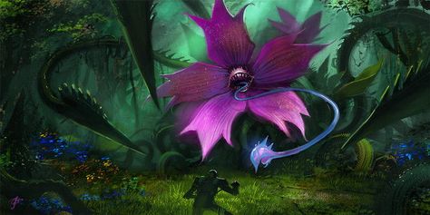 Planta carnívora rpg tentáculos criatura flor monstro Fantasy Flora, Plant Monsters, Plant Monster, Monster Artwork, Creature Artwork, Giant Monsters, Fantasy Beasts, Character References, Forest Creatures