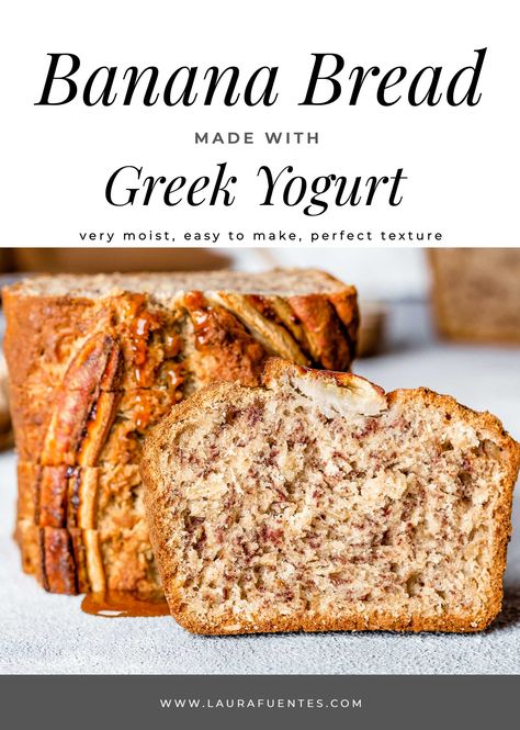 Banana Bread With Greek Yogurt, Bread With Greek Yogurt, Greek Yogurt Bread, Greek Yogurt Banana Bread, Yogurt Banana Bread, Super Moist Banana Bread, Protein Banana Bread, Yogurt Bread, Yogurt Banana