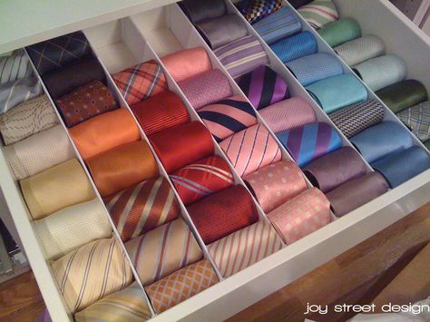 Custom Tie Storage | the joy of design Tie Drawer, Franklin House, Men's Closet, Tie Storage, Dressing Room Closet, Tie Organization, Walk In Closet Design, Bedroom Organization, Men Closet