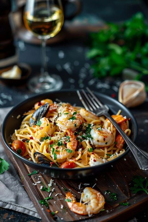 Indulge in the delicious flavors of seafood spaghetti made with the freshest ingredients! This classic dish features a perfect blend of succulent seafood, flavorful herbs, and al dente pasta. Whether you're craving a romantic dinner or hosting a family gathering, this seafood spaghetti recipe is sure to impress everyone at the table. Treat yourself to a taste of the ocean with every forkful of this mouthwatering meal. From juicy shrimp to tender scallops, Romantic Spaghetti Dinner, Money Overflow, Spaghetti Seafood, Cajun Seafood Pasta, Seafood Spaghetti, Seafood Dinner Party, Italian Seafood, Steamer Pot, Ham And Potato Soup