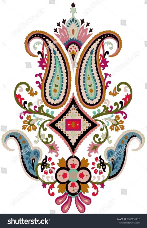 New Digital Textile Design Flowers Digital Stock Illustration 1802136412 | Shutterstock Flower Motifs, Flowers Digital, Flower Leaves, Flower Motif, Paisley Design, Image Illustration, Textile Design, Twinkle Twinkle, 3d Objects