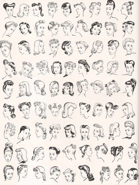 1940 Hairstyles, Vogue Hairstyles, Smart Hairstyles, Retro Updo, 40s Hairstyles, Gene Tierney, 1940s Hairstyles, Hair Illustration, Pin Curls