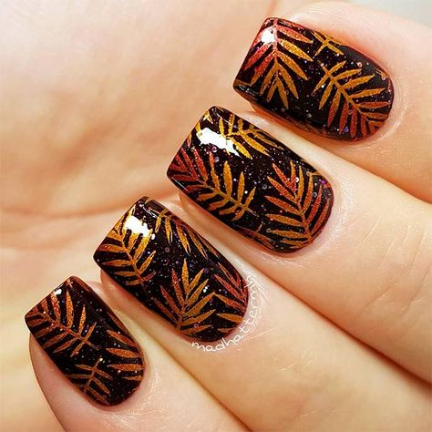 Nail Color Ideas Fall, Fall Nail Stamping, Nail Stamping Ideas, Nail Stamping Designs, Fall Toe Nails, Fall Toes, Nail Color Ideas, Nail Designs Pictures, Autumn Nail