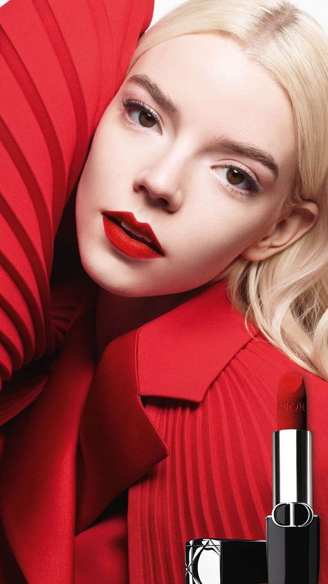 DIOR Beauty: Cosmetics, Fragrances, Skincare & Gifts | DIOR UK Anya Taylor Joy Dior, Joy Dior, Dior Contour, Dior Rouge, Dior Lipstick, Rouge Lipstick, Mario Sorrenti, Velvet Lipstick, Satin Lipstick