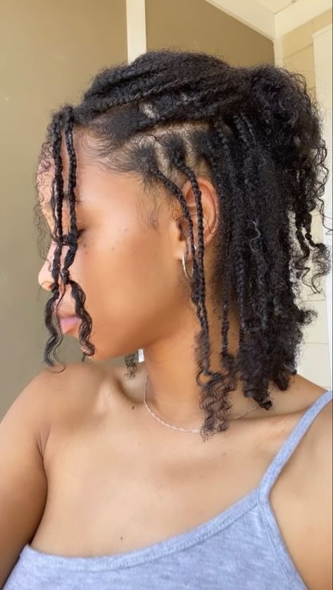 Boho Braids Natural Hair 4c Short, Boho Mini Braids, Braids No Extensions Natural, Goddess Boho Braids, Boho Braids Natural Hair, Goddess Locks, Mini Braids, Braids Natural Hair, Length Retention