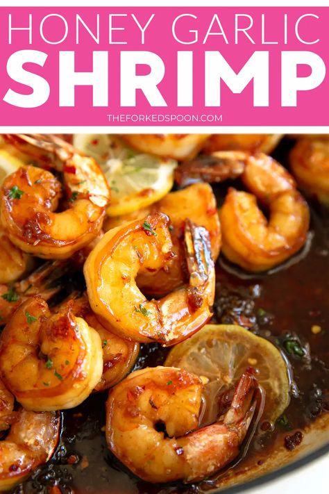 Honey Garlic Shrimp is a fast and easy weeknight meal made with juicy, plump shrimp simmered in a flavorful honey garlic sauce. Bursting with flavors, have this delicious shrimp recipe on the table in less than 15 minutes! Shrimp With Quinoa, Honey Shrimp, Honey Garlic Shrimp, Garlic Salmon, Digital Meat Thermometer, Honey Garlic Sauce, Frozen Shrimp, Red Chili Flakes, Shrimp Recipe