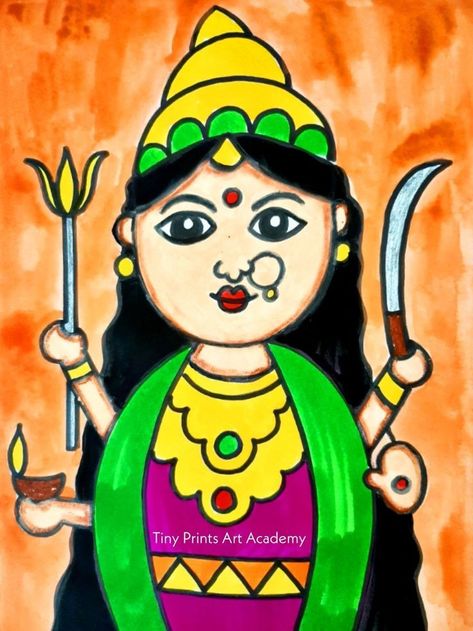 Navratri Easy Drawing, Navratri Drawing Easy, Navratri Drawing For Kids, Navratri Drawing Ideas, Durga Mata Drawing, Goddess Drawings, Navratri Drawing, Mata Drawing, Navratri Pictures