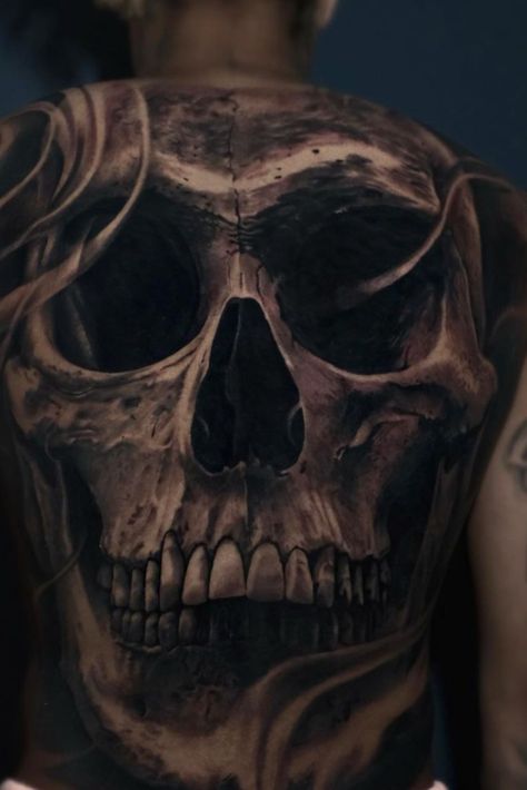 #tattoo #joseecd #josecontrerasart #skull #skulltattoo #besttattoos #inked #tattooideas Back Skull Tattoo, Skull Surrealism, Skull Back Tattoo, Skull Face Tattoo, Skull Study, Tattoo Espalda, Deer Tattoo Designs, Black Skull Tattoo, Surreal Tattoo