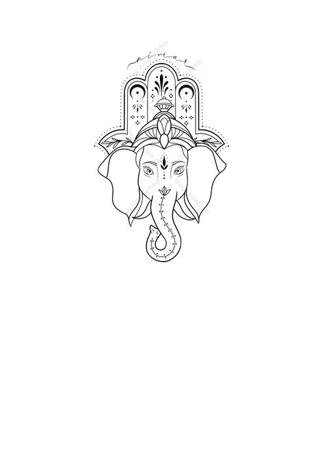 Ganesha Tattoo Sleeve, Ganesha Tattoo Design, Own Tattoo Design, Indian Elephant Tattoo, Elephant Head Tattoo, Traditional Butterfly Tattoo, Cute Halloween Tattoos, Hamsa Hand Tattoo, Feather Tattoo Meaning