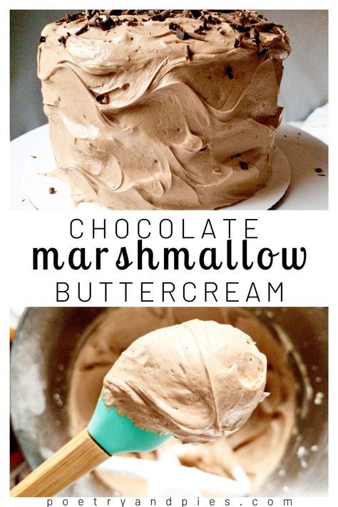 Chocolate Marshmallow Buttercream Frosting, Classic Buttercream Frosting, Recipes Using Marshmallow Fluff, Decorating A Chocolate Cake, Chocolate Paste, Marshmallow Buttercream Frosting, Marshmallow Frosting Recipes, Ganache Buttercream, Hot Chocolate Cake