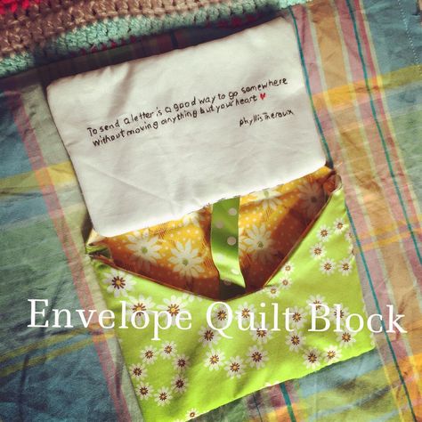 ENVELOPE QUILT...............PC Envelope Quilt, Quilt Block Free Pattern, Quilting Labels, Fabric Envelopes, Car Pillows, Pillows For Kids, Stethoscope Cover, Envelope Pattern, Patchwork Projects