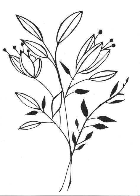 Black Line Flowers, Traditional Tattoo Designs, Line Art Flowers, Doodle Art Flowers, Flower Line Drawings, Sketch Portrait, American Traditional Tattoo, Fashion Wall Art, Flower Doodles