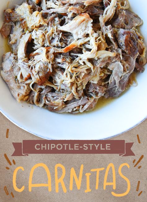 CARNITAS Chipotle Carnitas, Chipotle Menu, Chipotle Copycat Recipes, Chipotle Vinaigrette, Chipotle Copycat, Desserts Cheesecake, Chipotle Recipes, Meat Bbq, Recipes Bbq