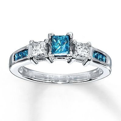 <3 My Engagement Ring <3 Bridal Jewerly, Blue Diamond Wedding Ring, Blue Diamond Engagement Ring, Wedding Rings Princess Cut, Blue Engagement Ring, Wedding Vow, Blue Diamond Ring, Princess Cut Rings, Princess Cut Engagement Rings