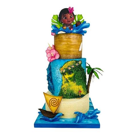 Moana Cake Design, Moana Birthday Party Cake, Moana Birthday Decorations, Moana Birthday Cake, Third Birthday Girl, Unique Cakes Designs, Moana Cake, Moana Theme, Moana Birthday Party