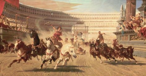 The Chariot race. Cynisca was a Spartan princess and the first women to win the chariot race in the ancient Olympic Games. Chariot Race, Chariot Racing, Roman Chariot, Ancient Olympic Games, Ancient Olympics, Circus Maximus, Christian History, Byzantine Empire, Julius Caesar