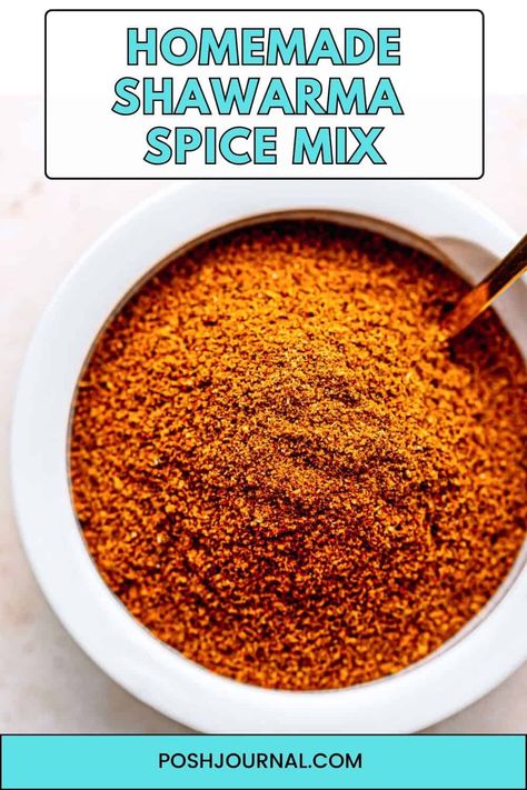 Create Your Own Salt-Free Shawarma Seasoning! This versatile Middle Eastern spice blend is perfect for chicken, lamb, beef, salmon, and more. Beef Shawarma, Pantry Hacks, Shawarma Seasoning, Shawarma Spices, Chicken Shawarma Recipe, Seasoning Blends, Spice Mix Recipes, Homemade Spice Blends, Savory Food