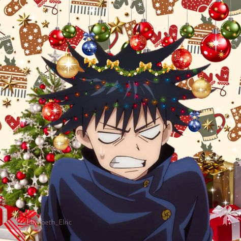 ˡᵒᵛᵉ ᵐʸˢᵉˡᶠ ♡ ˡᵒᵛᵉ ʸᵒᵘʳˢᵉˡᶠ Mery Chirtmas Anime, Anime Christmas Background, Megumi Christmas, Jjk Christmas Pfp, Jujutsu Kaisen Christmas, Xmas Pfp, Christmas Profile Pictures, Wallpaper Natal, Instagram Cartoon