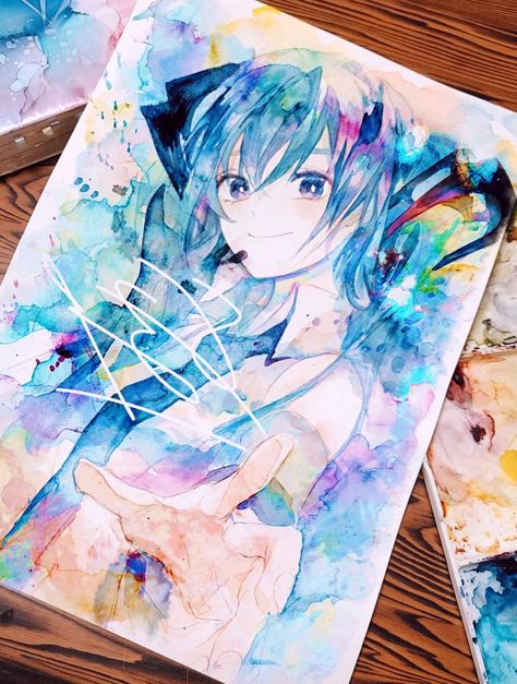 Watercolor Anime Art, Manga Watercolor, Disney Canvas Art, Anime Pixel Art, Anime Canvas, Anime Drawings Tutorials, Dreamy Art, Watercolor Drawing, Cool Art Drawings