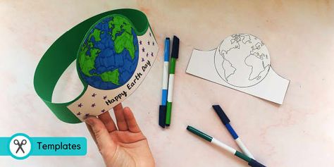 Earth Day Crown, Earth Day Craft, Ocean Theme Crafts, Festival Planning, Crown Template, Math Apps, World Earth Day, Maths Games, Crown Crafts