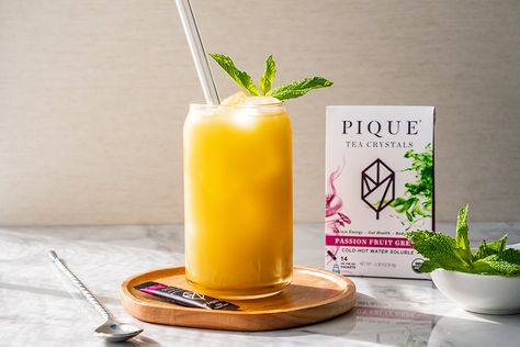 Passion Fruit Electrolyte Cooler Passion Tea Recipes, Passionfruit Green Tea, Pique Tea, Passion Fruit Tea, Fun Summer Drinks, Tea Drink Recipes, Passion Tea, Matcha Drink, Chai Spice