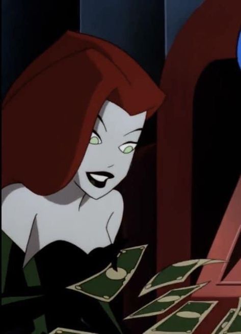 Poison Ivy Aesthetic Cartoon, Red Hair Villain, Poison Ivy Animated, Poison Ivy Aesthetic, Poison Ivy Cartoon, Batman Poison Ivy, Ivy Aesthetic, Pamela Isley, Cherry Red Hair