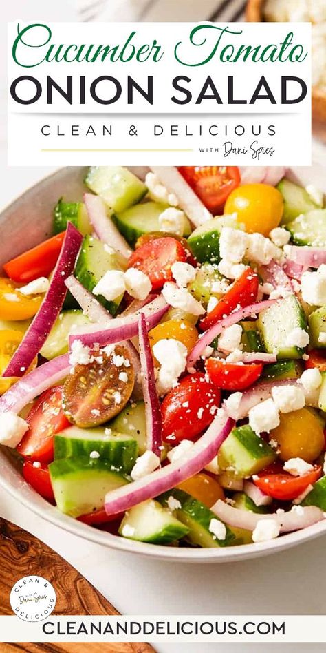 Cucumber Tomato Onion Salad, Tomato Onion Salad, Onion Salad Recipe, Tomato And Onion Salad, Red Wine Vinaigrette, Clean And Delicious, Cucumber Tomato Salad, Onion Salad, Paleo Recipes Easy