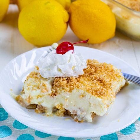 Lemon Fluff Dessert, Lemon Fluff, Graham Cracker Dessert, Cracker Dessert, Vanilla Wafer Crust, Spicy Southern Kitchen, Lemon Jello, Citrus Recipes, Fluff Desserts