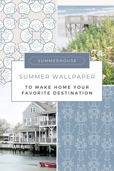 Escape to your favorite destination without leaving the comfort of your home with our stunning Summer Wallpaper collection. These vibrant designs bring the essence of the sun-soaked season right into your living space. Transform any room into a coastal getaway with these captivating patterns and colors. Blue Beachy Wallpaper, Beach House Wallpaper, Beachy Wallpaper, Modern Beach House Decor, Grandma Aesthetic, Coastal Wallpaper, Nautical Wallpaper, Nautical Theme Decor, House Wallpaper